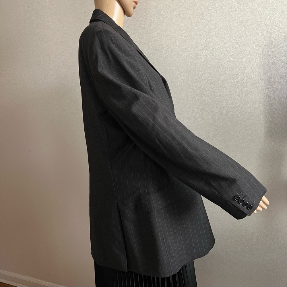 Vintage Valentino 100% Wool Jacket Blazer Dark Gray Pinstripes Size 52 42 Reg - Picture 6 of 13
